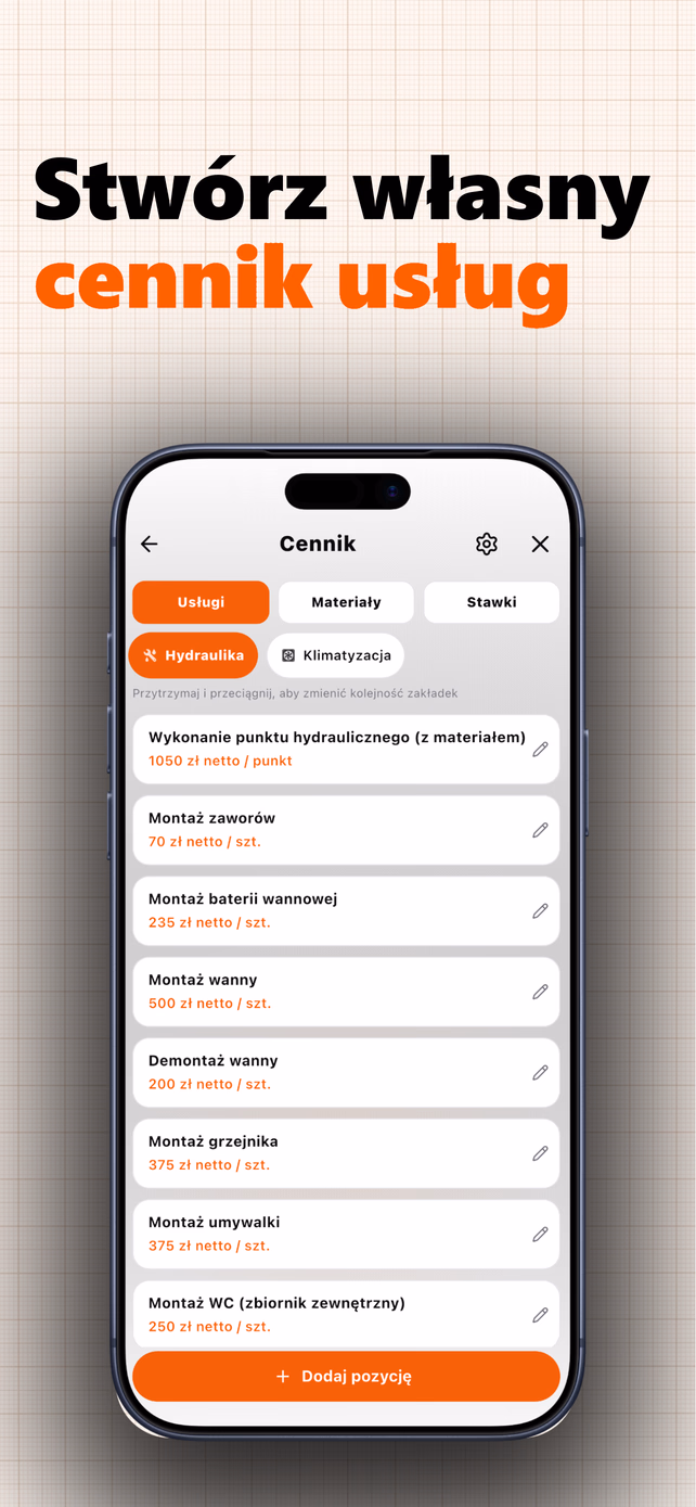 Stwórz własny cennik usług